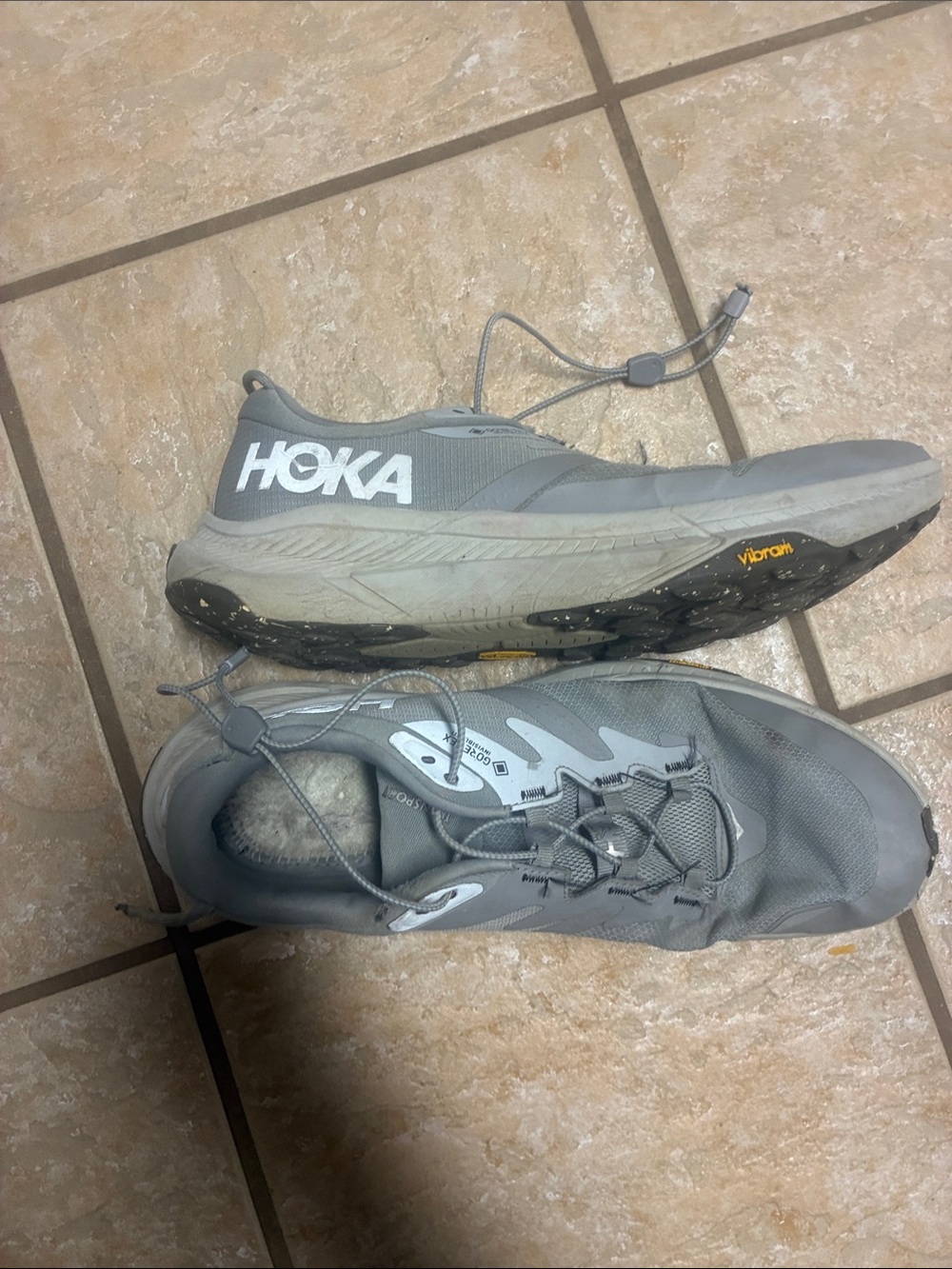Hoka Men's Grey Trail Running Shoes with Quick Lace